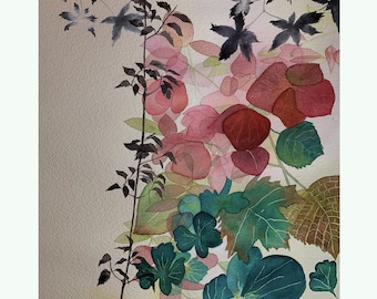Impression Art Peinture Aquarelle Automne Feuilles