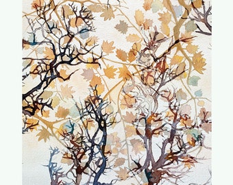 Watercolor Art Print Autumn Trees