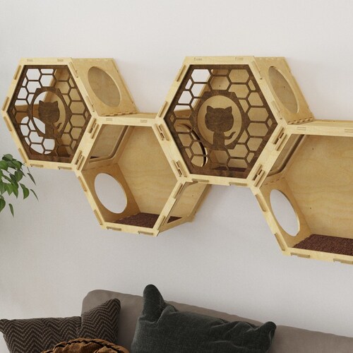 Cat Perch Hexagon Wall Mounted Cat Furniture Hexagon Etsy