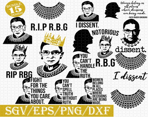 Download Ruth Bader Ginsburg Svg Bundle Dissent Collar Svg Jabot Etsy
