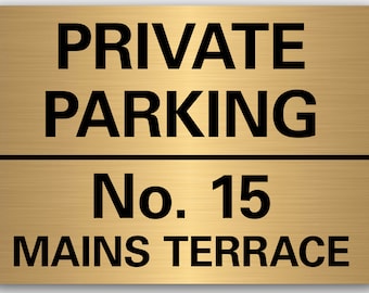 Private Parking Sign Personalised No Parking Keep Clear Metal Sign Waterproof Brushed Gold