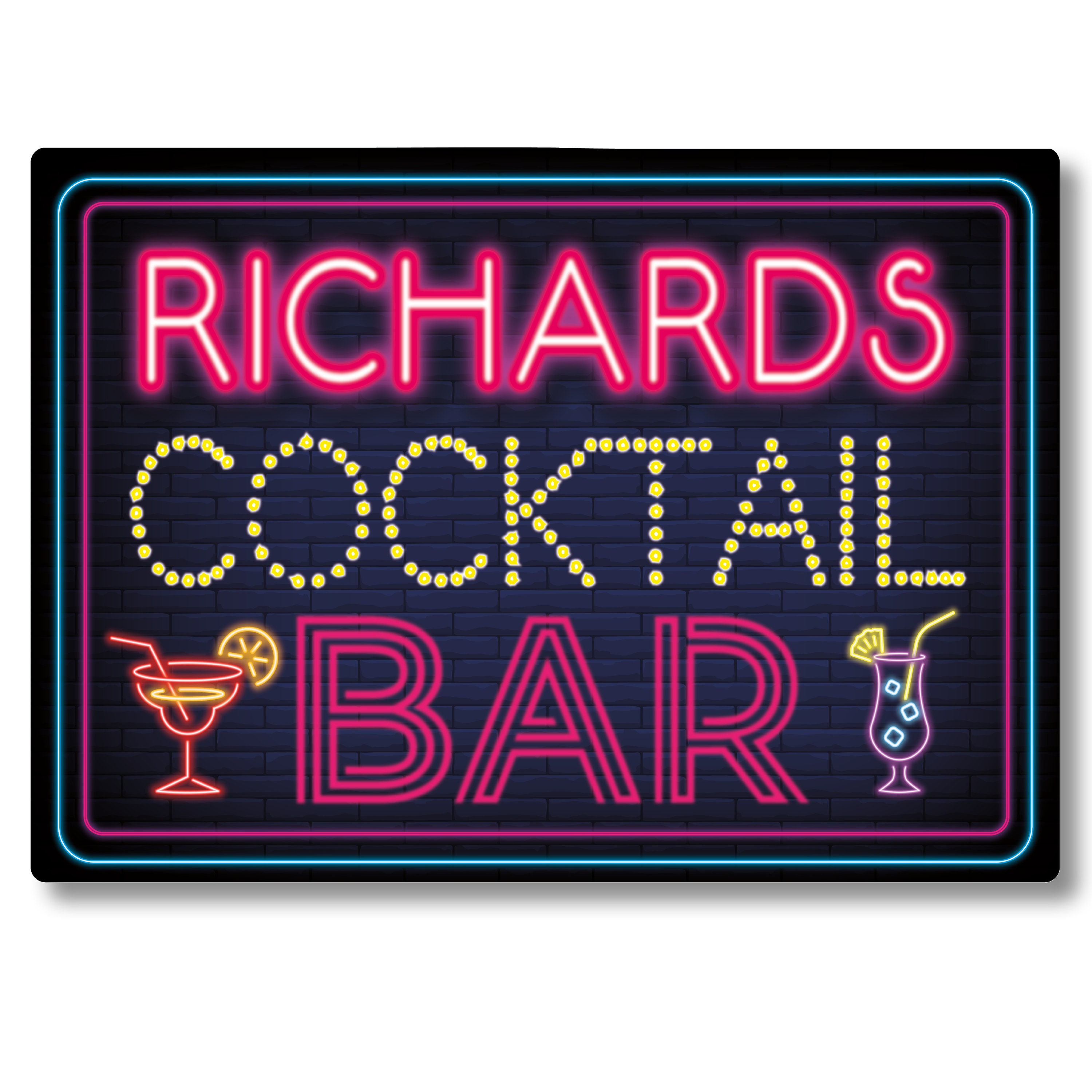 Personalised Bar Sign METAL Plaque Neon Cocktail Prosecco Home Etsy
