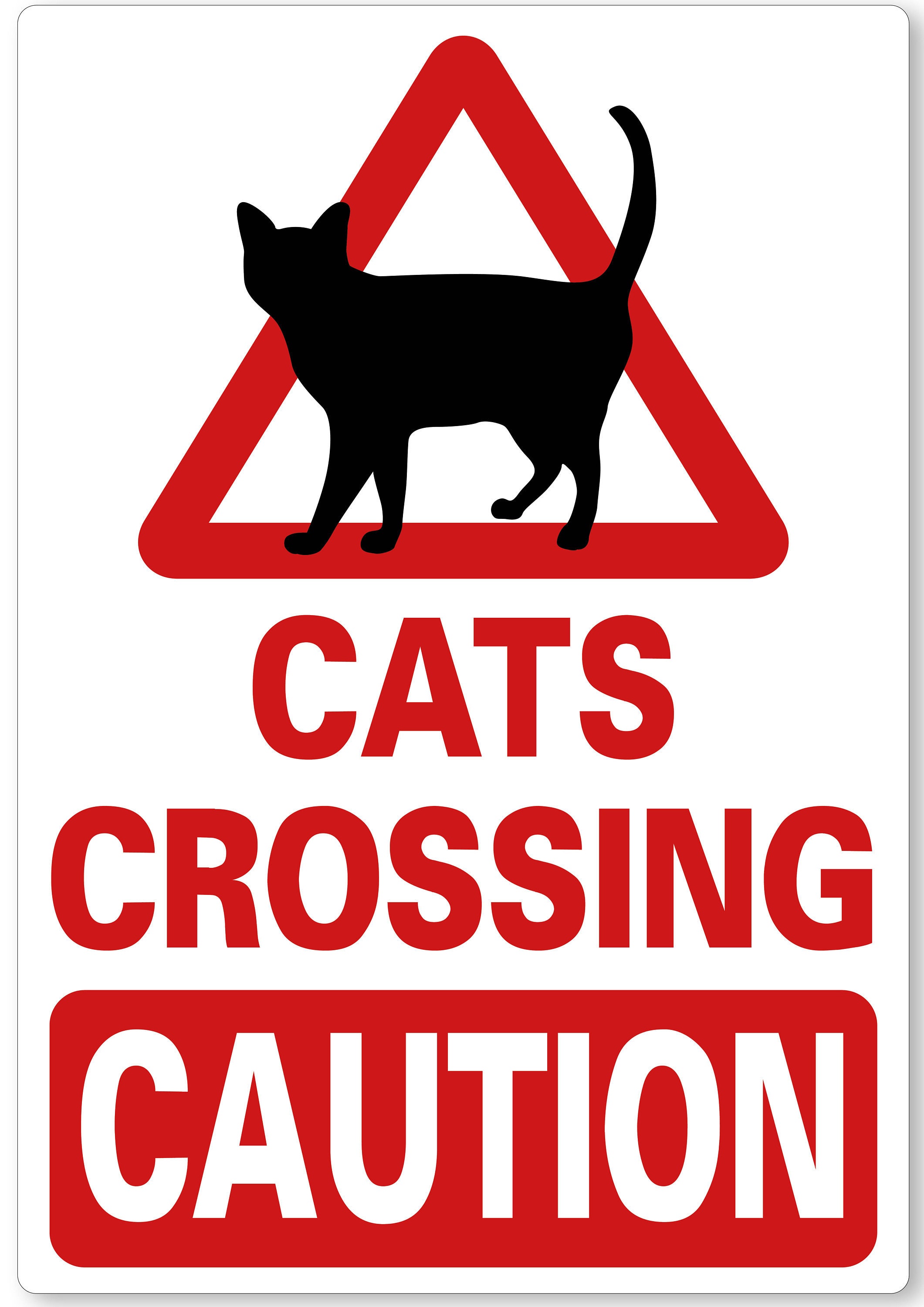 METAL SIGN Cats crossing CAUTION Red White Safety | Etsy