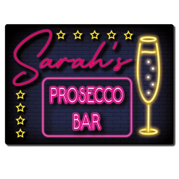 Personalised Bar Sign Metal Plaque Neon Style Cocktail Pub Etsy