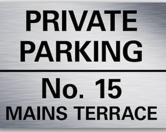 Private Parking Sign Personalised No Parking Keep Clear Metal Sign Waterproof Brushed Silver