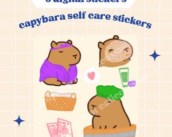 Cute Selfcare Capybara Cozy Digital Stickers | Gift for Animal Lovers