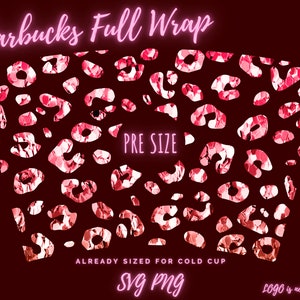 Bezszwowy, pełny nadruk z motywem panterki dla Starbucks, kubek Starbucks Animal SVG, kubek Cheetah Cup Full Wrap Starbucks Venti Cold Cup Decal dla Cricut