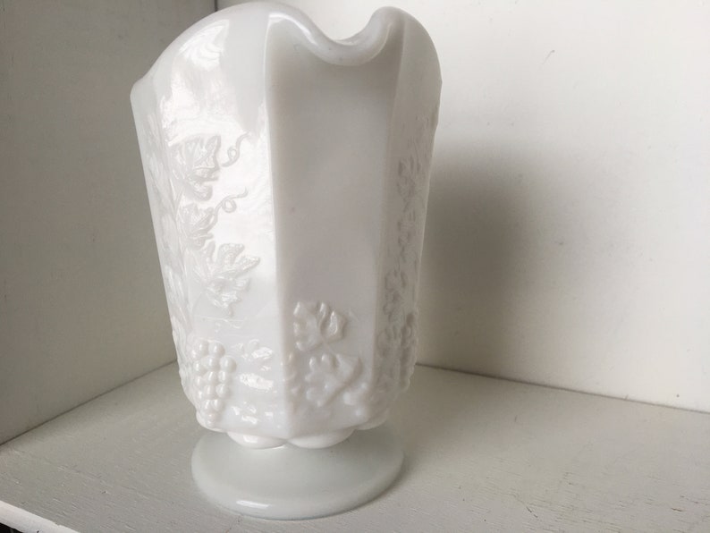 Vintage Westmoreland Milk Glass Grape Leaf Creamer
