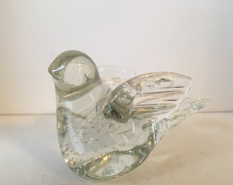 Solid Clear Glass Bird Figurines used