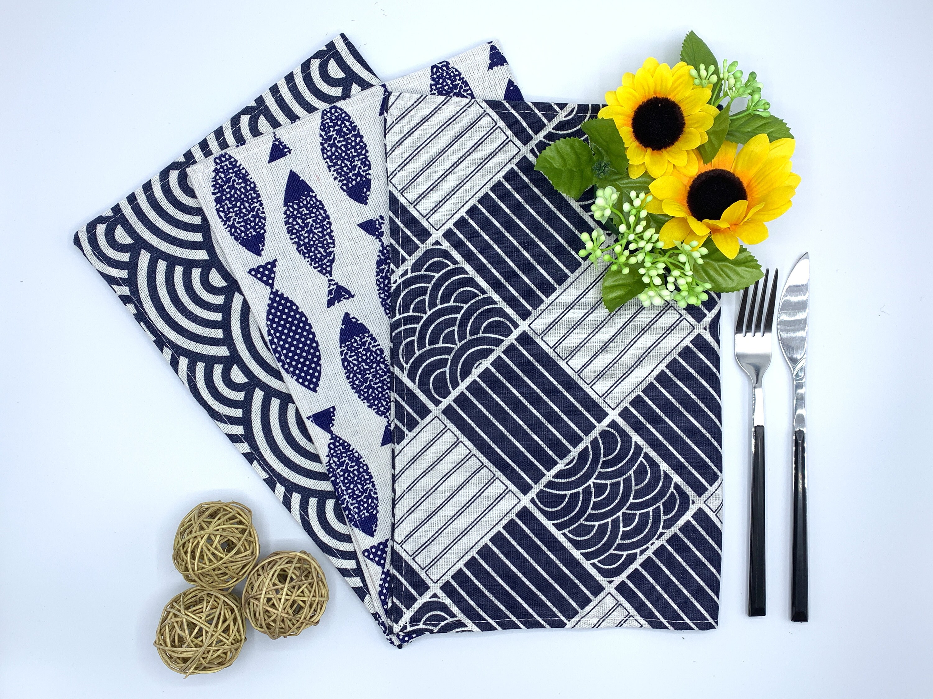 Linen Placemat (Set of 4) Japanese style table mat, reversible, moder…
