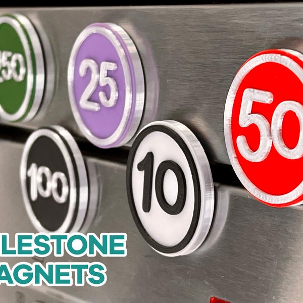 Milestone fridge magnets for runner and volunteer