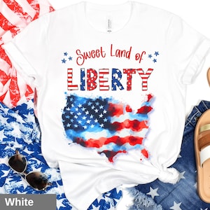 Vaterhaftes USA-Karten-T-Shirt, süßes Land der Freiheit-Grafik-T-Shirt, 4. Juli Feier-Shirt, Aquarell-Design der amerikanischen Flagge, Freiheits-T-Shirt