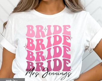 Personalized Retro Bride T-Shirt: Groovy 70s Bachelorette Party Tee