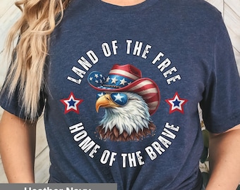 Camiseta de águila patriótica: sombrero de vaquero con bandera de EE. UU., camiseta del 4 de julio