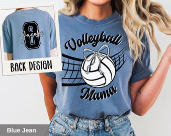 Personalized Volleyball Mama Shirt: Custom Name & Number, Comfort Colors Tee