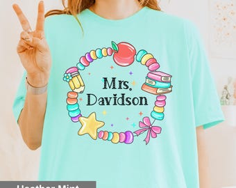 Camiseta personalizada con el nombre del profesor, regalo para la vuelta al cole