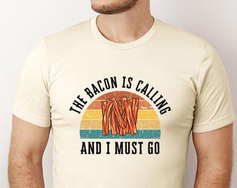 Grappig Bacon-T-shirt: The Bacon Is Calling, uniseks T-shirt