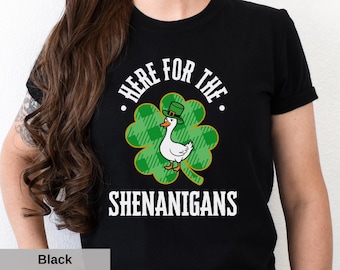 St. Patrick's Day Goose T-Shirt: Shenanigans Shamrock Tee