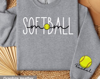 Softball Mom Sweatshirt: Personalized Sleeve, Ballpark Game Day Top
