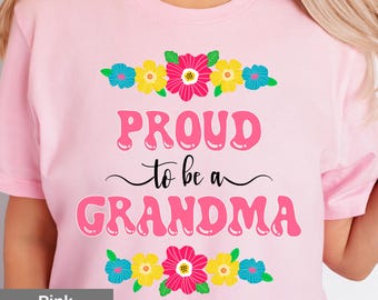 Custom "Proud Grandma" Floral T-Shirt, Mother's Day Gift