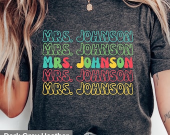 Personalized Teacher Shirt: Retro Rainbow Back to School Tee