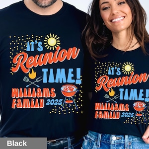 T-shirt personnalisé pour réunion de famille, chemise pour réunion de famille barbecue, t-shirt avec nom et année de famille personnalisés, chemise pour événement familial d&#39;été, l&#39;heure des réunions