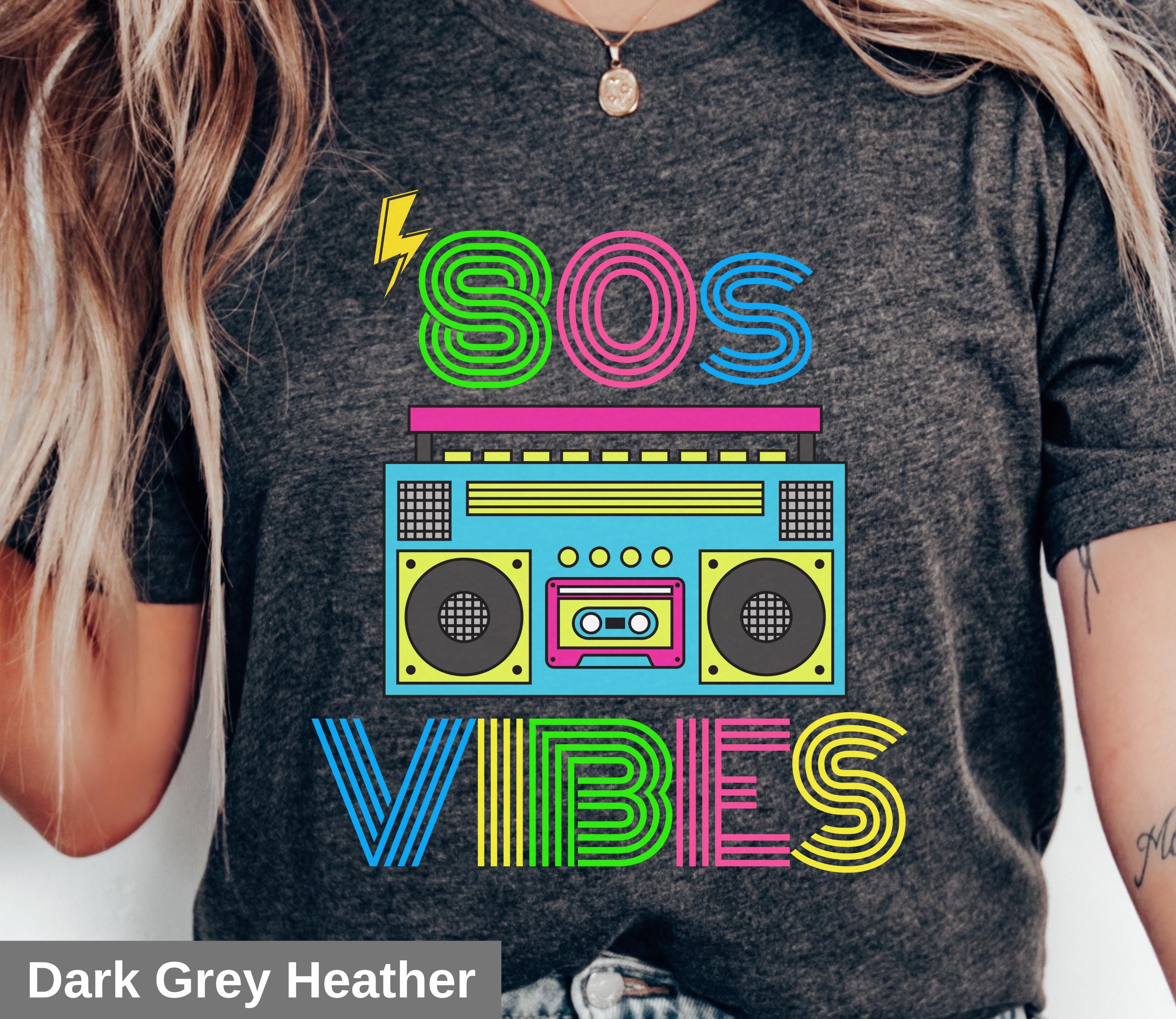 80s Vibes T-shirt: Retro Boombox Neon Graphic Tee - Etsy
