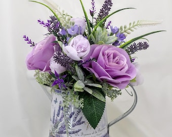 Lavender Floral Arrangement | Faux Lavender Jug| Ranunculus Arrangement | Mother's Day Flowers | Lilac Rose | Lavender Decor | Mixed Lavende