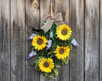 Sunflower Swag | Spring Wreath | Sunflower Wreath | Summer Wreath | Spring Swag | Summer Swag | Sunflower Decor | Outdoor Decor | Lavender