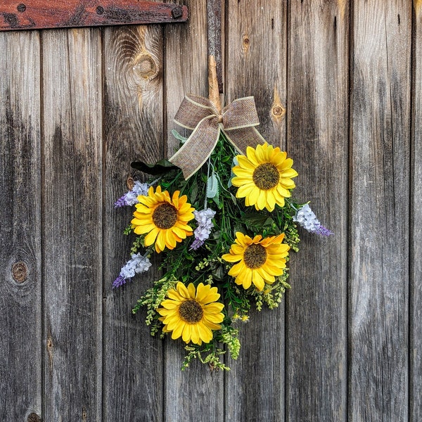 Sunflower Swag | Spring Wreath | Sunflower Wreath | Summer Wreath | Spring Swag | Summer Swag | Sunflower Decor | Outdoor Decor | Lavender