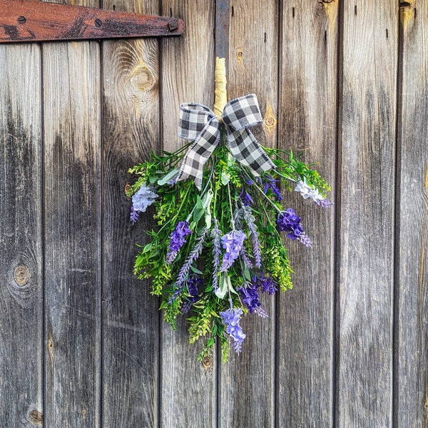 Lavender Swag | Spring Wreath | Front Door Spring Swag | Summer Wreath | Artificial Flower Easter Wreath | Farmhouse Kitchen Wall Art