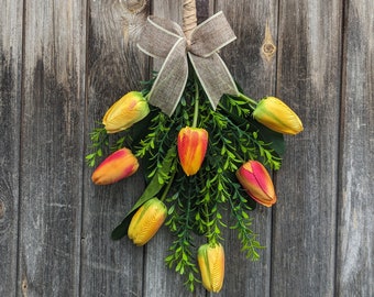 Tulip Swag | Spring Door Swag | Faux Tulip Wreath | Door Decoration | Summer Wreath | Spring Wreath | Summer Swag | Tulip Decor