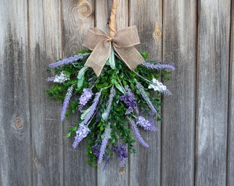 Lavender Swag | Spring flower Wreath | Artificial Summer Wreath |  Easter door decor| Farmhouse
