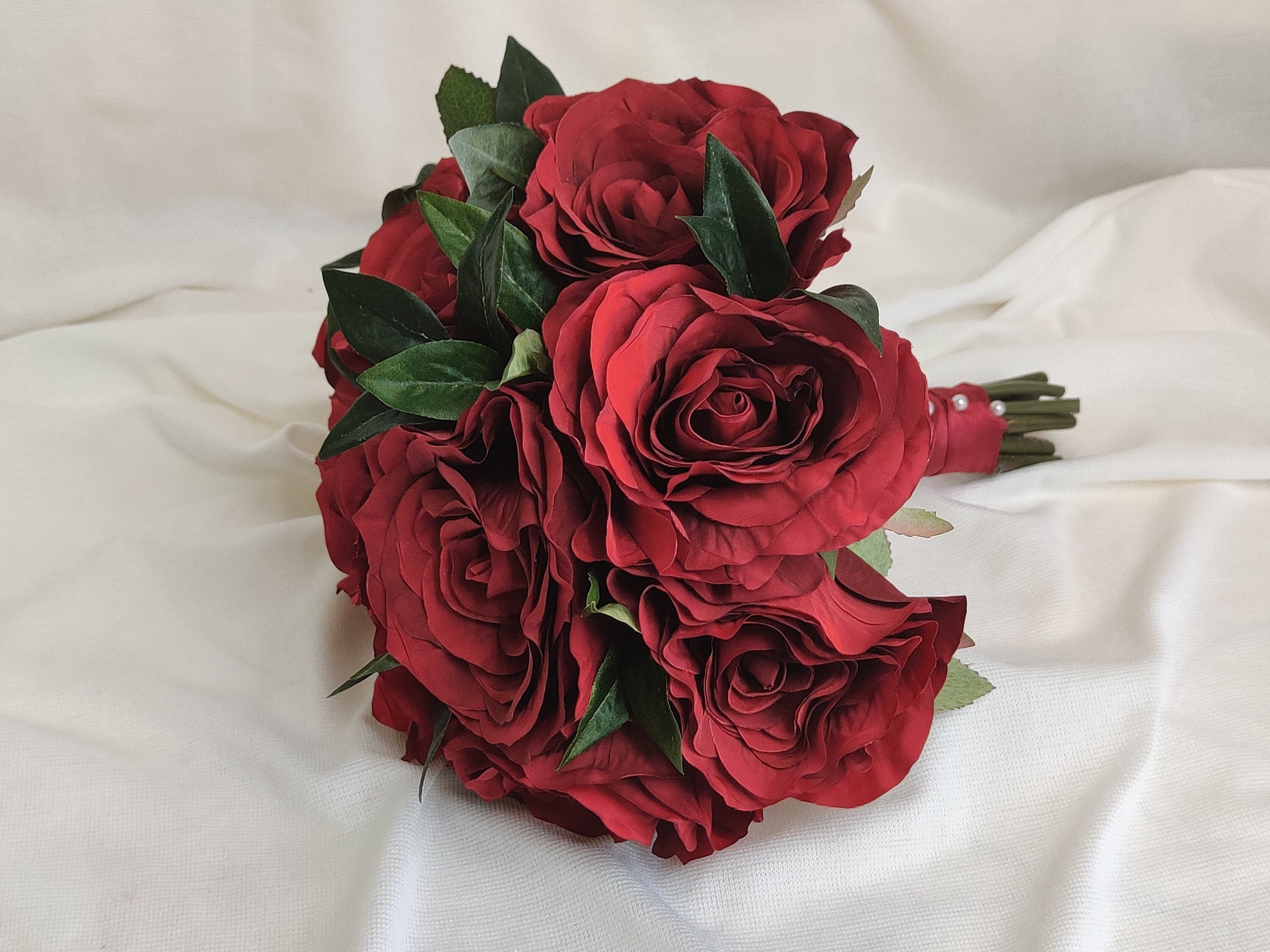 Red Rose Wedding Flowers Red Faux Wedding Flowers Bridal Etsy UK