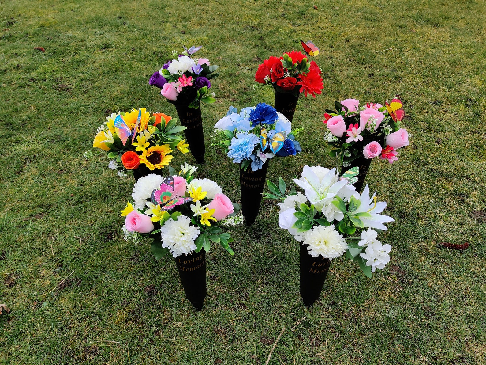 Artificial Grave Flower Vase Spike Memorial Roses Tribute Etsy UK