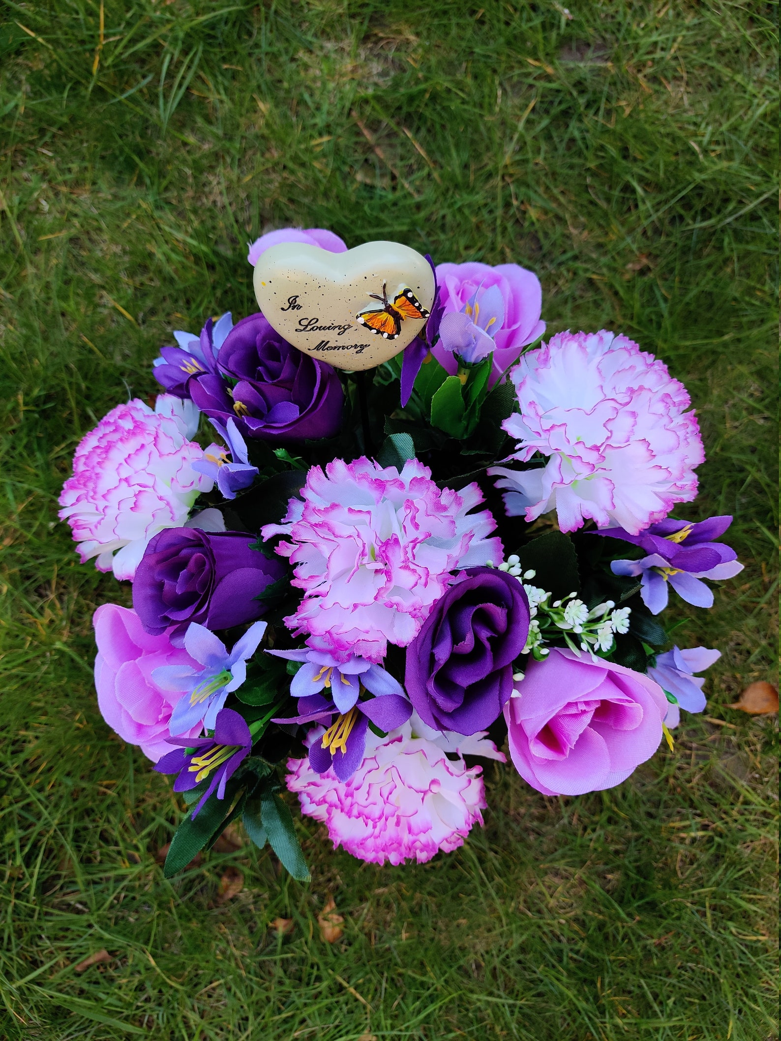 Artificial Grave Flower Pot Memorial Roses Tribute Flowers Etsy