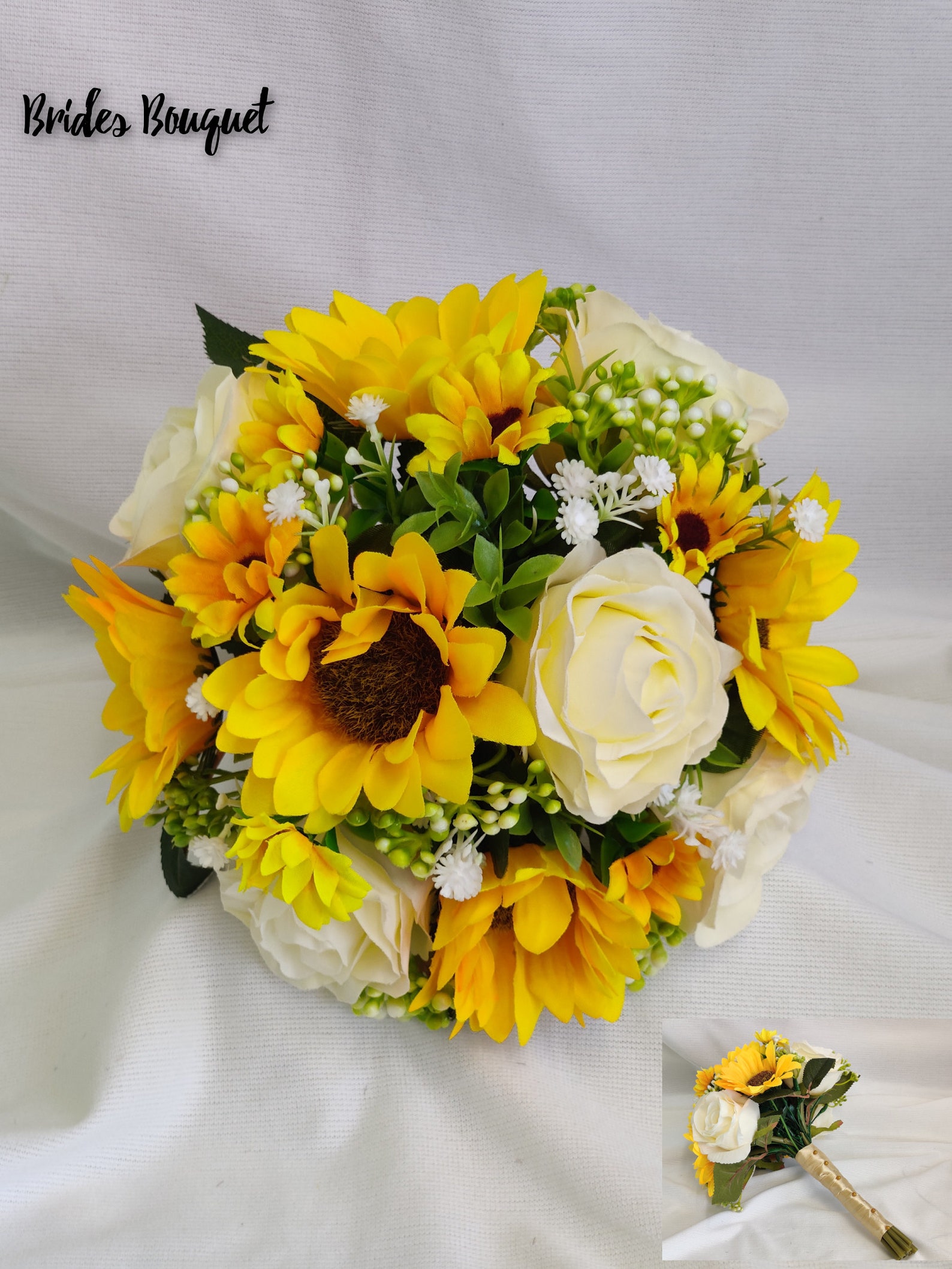 Sunflower Wedding Flowers Ivory Rose and Sunflower Faux Etsy UK