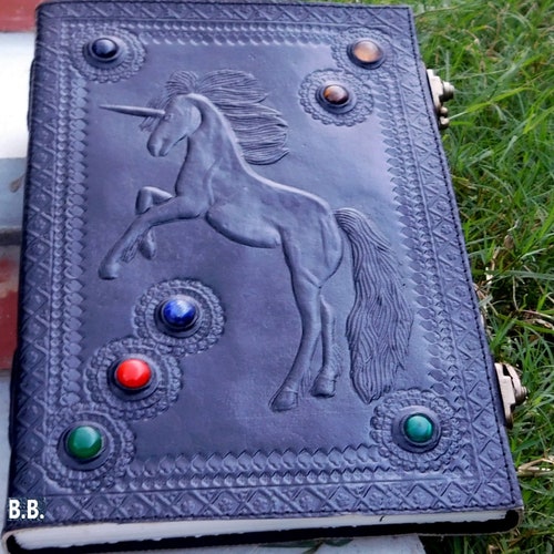 Large Leather Journal With Lock Embossed Handmade Leather Etsy