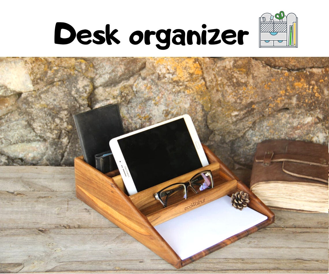 Desk organizer Personalized gift for men Desk accessory Etsy