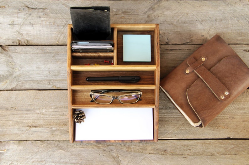 Desk organizer Personalized gift for men Desk accessory Etsy