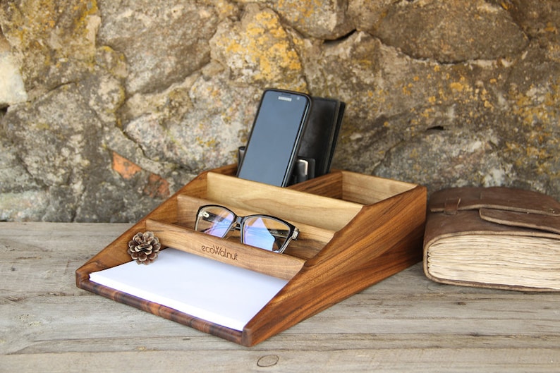 Desk organizer Personalized gift for men Desk accessory Etsy