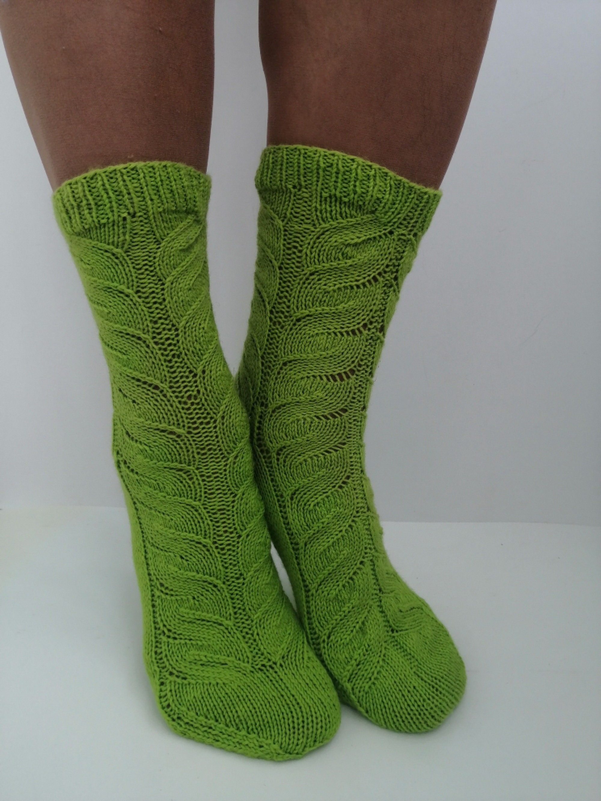 Hand knitted socks Green wool women socks Soft socks Etsy