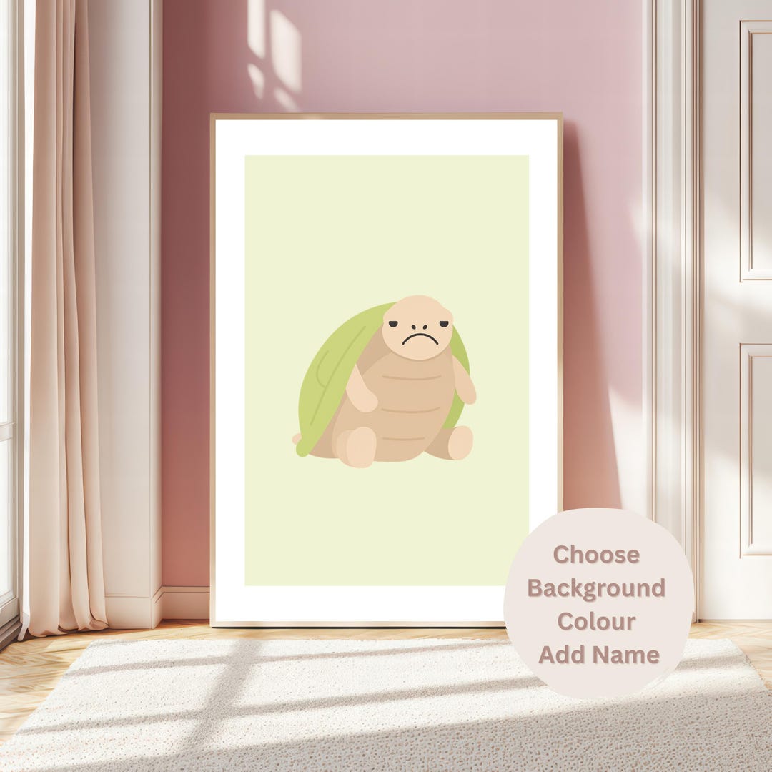 Plush Friends Sad Grumpy Turtle Art Print | Cute Wall Art | Bedroom ...