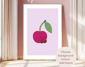 Jellycat風のAmuseables Cherryポスター壁飾りウォールアート | キュートなパステルカラーの美しさ | 寝室の装飾 | 誕生日プレゼント (A4)