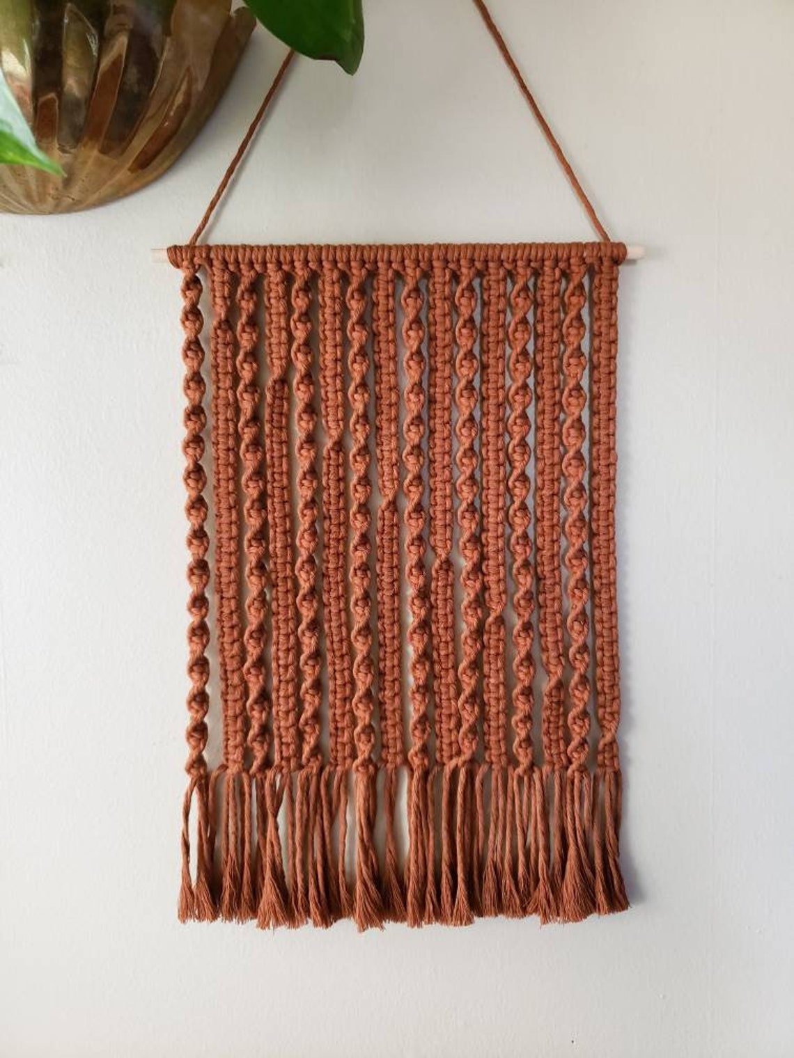 Simple Brown Macrame Wall Hanging / 70s Style Boho Macrame Etsy