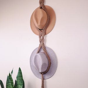Double Hat Hanger - Made to Order Macrame Wide-Brimmed Hat Holder
