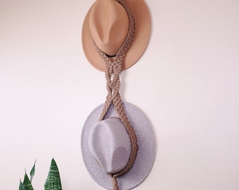 Macrame Double Hat Hanger - Made to Order / Wide-Brimmed Hat Holder
