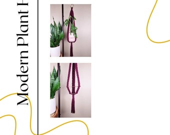 Macrame Modern Plant Hanger Digital PDF Pattern - Intermediate Level / NO Knot Guide