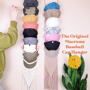 マクラメ編みの野球帽ハンガー - オーダーメイドの吊り下げ式帽子掛け