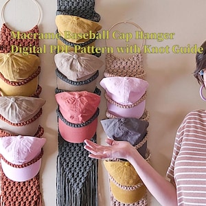 Macrame Baseball Cap Hanger PDF Pattern Tutorial with Knot Guide / Intermediate Level